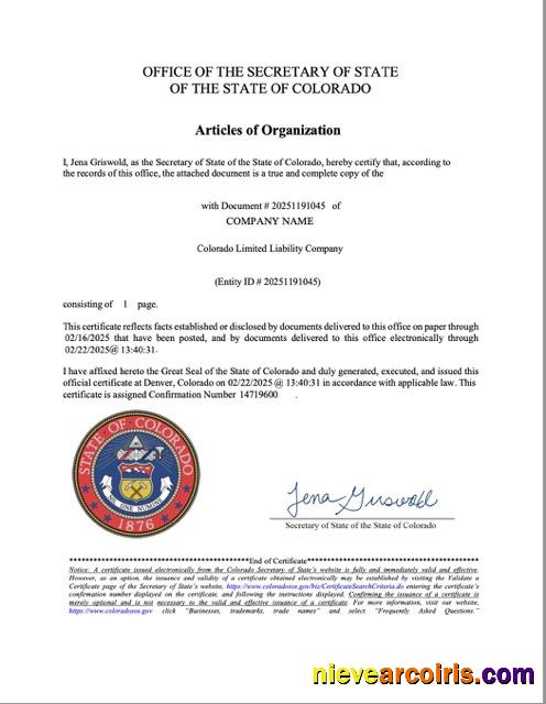 USA Colorado articles of organization
